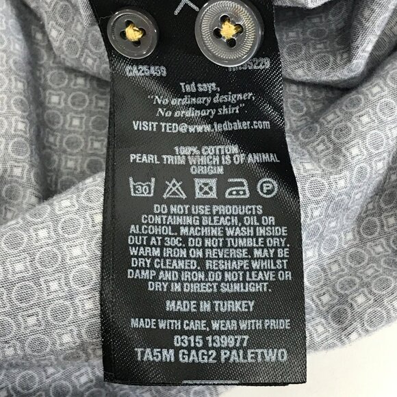 Ted Baker London Short Sleeve Button Down Shirt Men's Small Blue Geometric - Picture 10 of 12